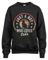 Vintage Retro Cat Print Kids Just A Boy Who Loves Cats