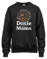 Womens Doxie Mama Floral Dachshund Mom Shirt Mother Dog Lover V-Neck T-Shirt