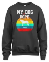 Womens Dope Dog White Silohouette Sunset Mastiff V-Neck T-Shirt
