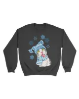 Funny cat wearing beanie under snowflakes - Cool Christmas shirt for cat lovers QTCAT051222A11