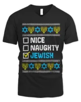 Nice Naughty Jewish Ugly Hanukkah Sweater Chanukah Jew Gift