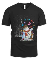Funny Christmas Tree Cute Snowman With Butterflies Xmas