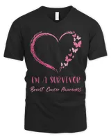 I’m A Survivor Breast Cancer Awareness Heart Butterflies T-Shirt