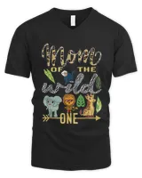 Mom Of The Wild One Zoo Mother Birthday Safari Jungle Animal T-Shirt