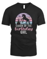 Womens Cousin Of The Birthday Girl Mother Unicorn Party Fun V-Neck T-Shirt
