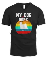 Womens Dope Dog White Silohouette Sunset Maltese V-Neck T-Shirt