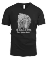 Womens Dravet Syndrome Child Awareness Grandma Bear Support Ribbon V-Neck T-Shirt