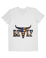 Western Boho American Flag Cow Bull Skull