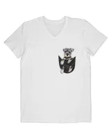 Womens Schnauzer Dog in Pocket Puppy Gifts V-Neck T-Shirt