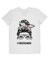 Chihuahua Mom messy bun hair glasses, Chihuahua mama T-Shirt