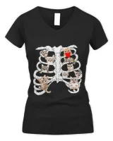 Halloween Cat Lover heart Skeleton