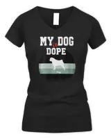 Womens Dope Dog Pug V-Neck T-Shirt