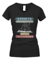 Easily Distracted By Cats And Books Easily Distracted by Cats and Books - Cat & Book Lover  BuzzTee