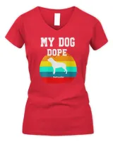 Womens Dope Dog White Silohouette Sunset Rottweiler V-Neck T-Shirt