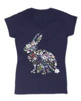 Spring Flowers Rabbit Floral Easter Bunny Women Girls T-Shirt