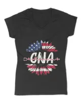 All American CNA Life American Flag Sunflower 4th Of July T-Shirt