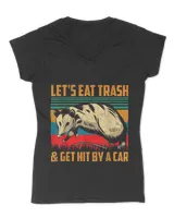 Vintage Let's Eat Trash and Get Hit by a Car Retro Opossum T-Shirt