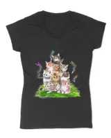 Cute Cat Kitty Cat With Butterfly Cat Lovers T-Shirt