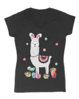 Funny Llama With Bunny Ears Eggs Hunting Happy Easter Day