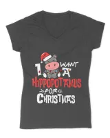 Funny Hippo I Want A Hippopotamus For Christmas Santa Hat Xmas Hippo
