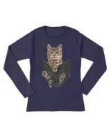 Brown Cat Sits in Pocket T Shirt Cats Tee Shirt QTCAT202211010004