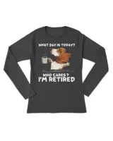 Womens What day is today who cares I'm retired basset hound V-Neck T-Shirt