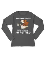 Womens What day is today who cares I'm retired basset hound V-Neck T-Shirt