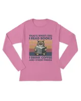 Cute Cat Gift for Women,Cat Reading book and Drink Coffee Shirt