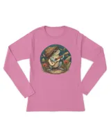 Cottagecore Shirt Aesthetic Frog Playing Banjo On Log T-Shirt Women's