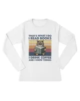 Cute Cat Gift for Women,Cat Reading book and Drink Coffee Shirt