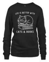 Cats And Books Life Is Better With Cats & Books Funny Cute Gift  koalastudio