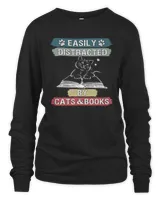 Easily Distracted By Cats And Books Easily Distracted by Cats and Books - Cat & Book Lover  BuzzTee