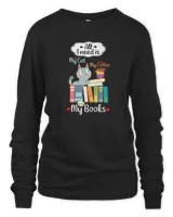 Cats And Books ALL I NEED IS MY CAT MY COFFEE AND MY BOOKS - Cat Lovers, Book Lovers - Dark Colors  Porcupine Tees