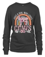 Just Girl Who Loves Cows Boho Rainbow For Cow Lover