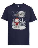 Samoyed On Snow Christmas Moon Lighting Santa Hat17