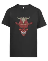 Western Red Skull, Cowboy Skull  Shirt