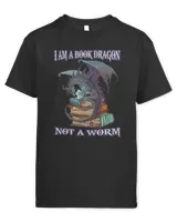 I am a book dragon not a worm Dragon Reading Books Lover tee