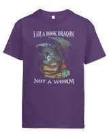 I am a book dragon not a worm Dragon Reading Books Lover tee