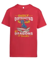 Easily Distracted By Dragons And Books Funny Book Dragon
