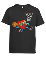 Valentines Day Kids Boys Men Heart Dunking Basketball T-Shirt