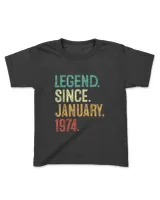 50 Years Old Legend Since January 1974 50th Birthday T-Shirt