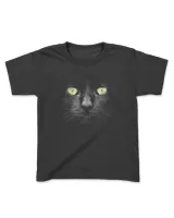 Beautiful black cat face big green eyes cool HOC040423A1