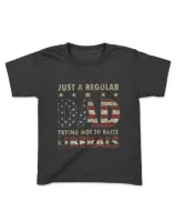 Just a Regular Dad Trying Not To Raise Liberals Fathers Day American Flag Vintage