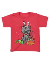 Black Cat Bunny Ears Easter Eggs Basket Cute Men Women Kids T-Shirt Hoodie Shirt