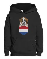 Netherlands Flag St. Bernard Dog In Pocket