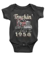 Trucker Truckin Since 1958 Trucker Big Rig Driver 64th Birthday
