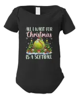 Xmas Lighting Santa All I Want For Christmas Is A Softball T-Shirt