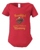 Thankful Grateful Blessed Mommy Plaid Turkey Thanksgiving Premium T-Shirt