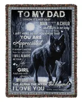 Father's Day Gifts, To My Dad From Daughter Papa Pops Daddy Quilt Fleece Blanket