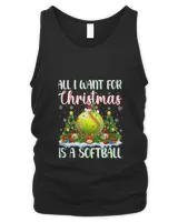 Xmas Lighting Santa All I Want For Christmas Is A Softball T-Shirt